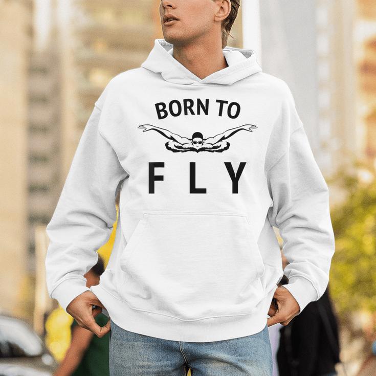 Swimmer Swim Team Born To Fly Butterfly Stroke Swimming Unisex Hoodie