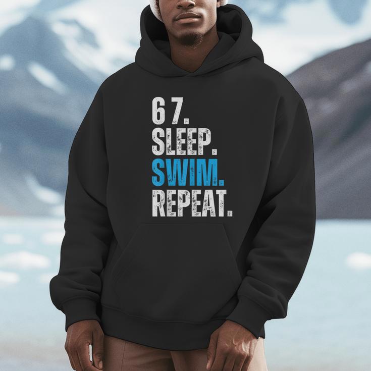 67 Sleep Swim Repeat Swimming Swimmer 67 Meme Unisex Hoodie