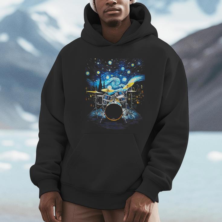 Drum Kit Percussionist Drummer Van Gogh Drums Unisex Hoodie Drum Kit Percussionist Drummer Van Gogh Drums Unisex Hoodie