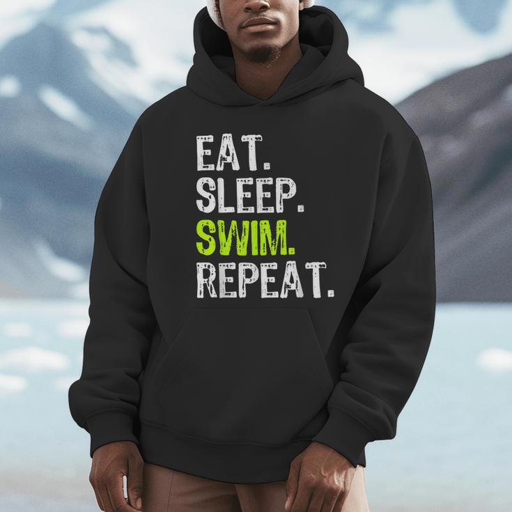 Eat Sleep Swim Repeat Swimming Swimmer Cool Unisex Hoodie