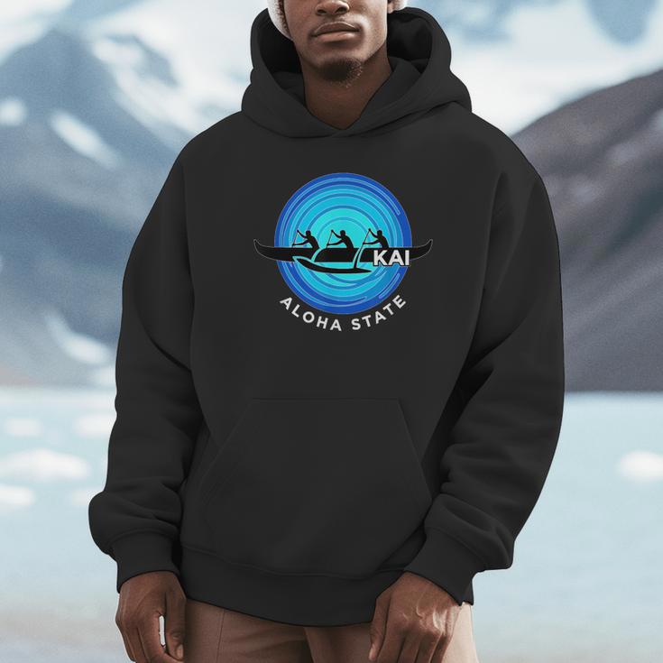 Kai Outrigger Canoe Hawaii Aloha State Paddling Retro Unisex Hoodie