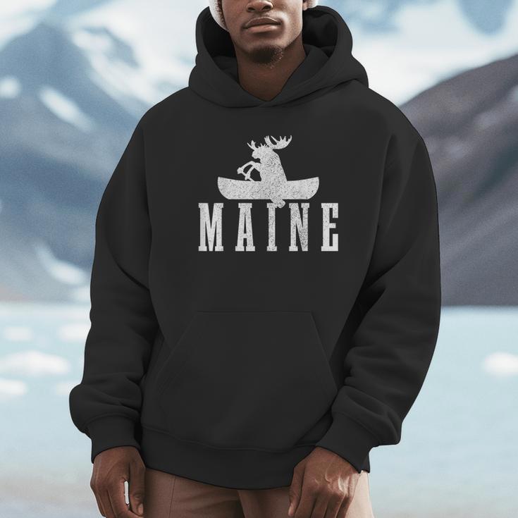 Maine Canoe Kayak Moose USA America Souvenir Unisex Hoodie