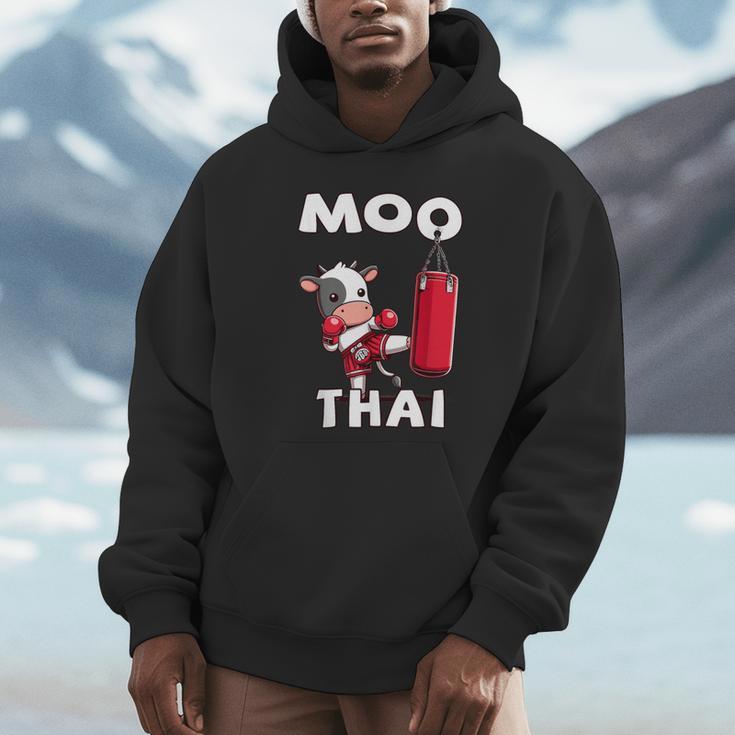 Moo Thai Muay Thai Thai Boxing For Kids Muay Thai Cow Unisex Hoodie Moo Thai Muay Thai Thai Boxing For Kids Muay Thai Cow Unisex Hoodie