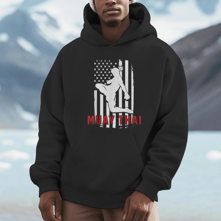 Muay Thai American Flag Fighter Patriotic Unisex Hoodie