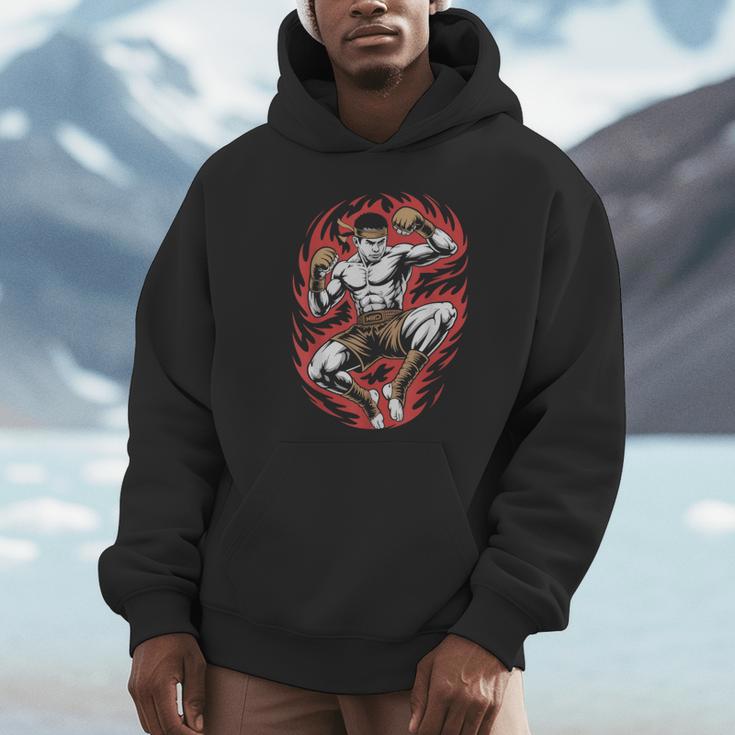 Muay Thai Elbow Strike Silhouette Minimal Clean Sport Unisex Hoodie