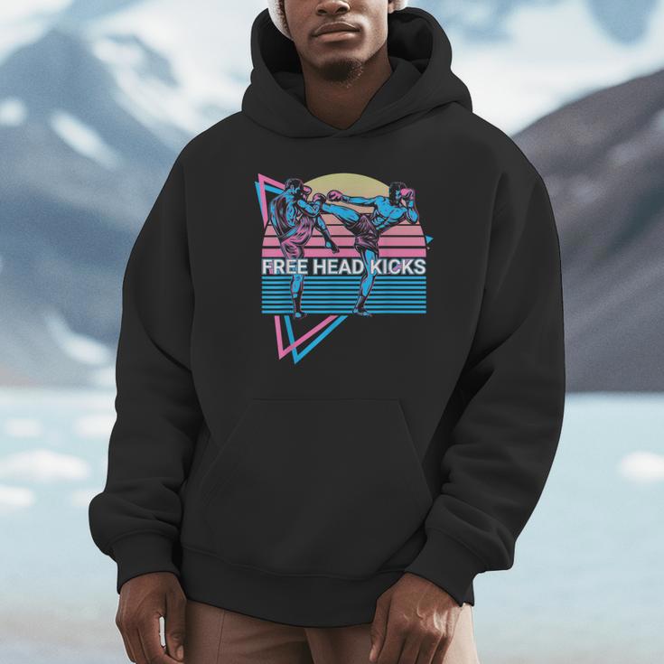 Muay Thai Kickboxing Retro Free Head Kicks Unisex Hoodie