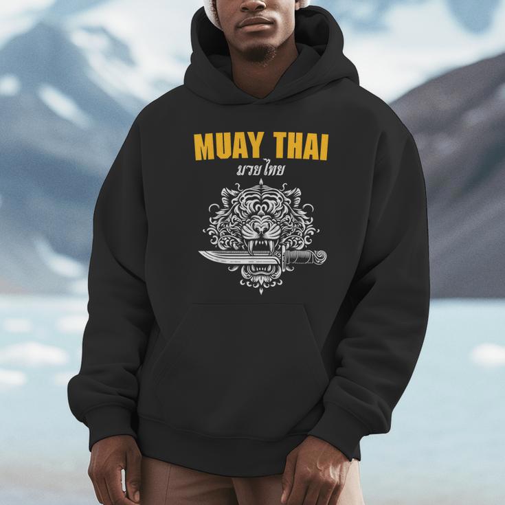 Muay Thai Sak Yant MMA Tattoo Tiger Lion Knife Martial Art Unisex Hoodie