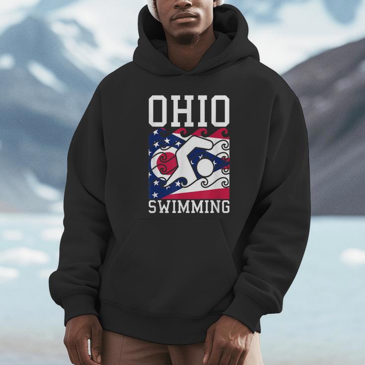 Ohio Flag Swimming Team Swim Swimmer US State Unisex Hoodie