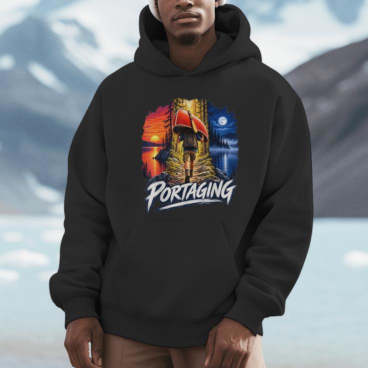 Portaging Canoe Wilderness Adventure Scenic Graphic Unisex Hoodie Portaging Canoe Wilderness Adventure Scenic Graphic Unisex Hoodie