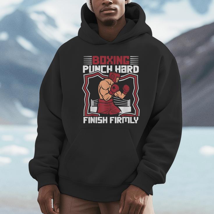 Punch Hard Finish Firmly Kickboxer Fan Muay Thai Boxing Unisex Hoodie Punch Hard Finish Firmly Kickboxer Fan Muay Thai Boxing Unisex Hoodie