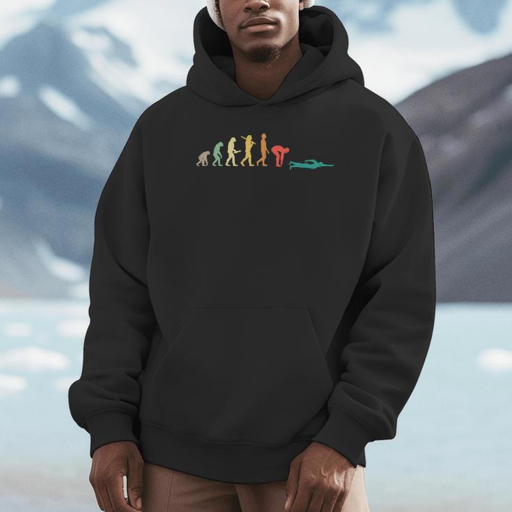 Retro Swimming Evolution For Swimmers Small Unisex Hoodie