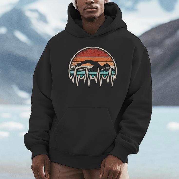Swimming Heartbeat Retro Swim Swimmer Men Women Unisex Hoodie Swimming Heartbeat Retro Swim Swimmer Men Women Unisex Hoodie