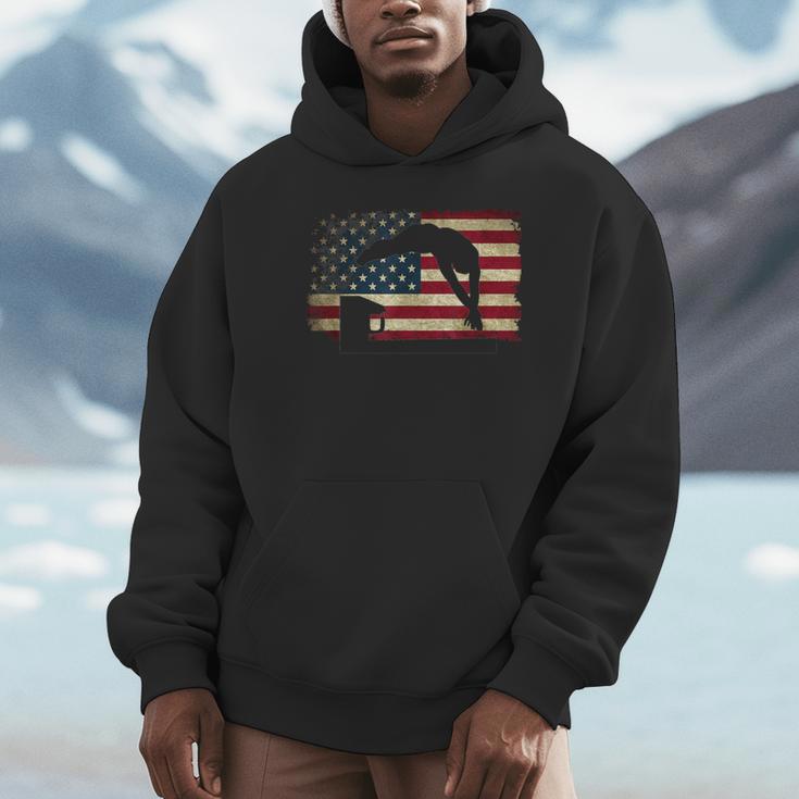 Swimming Swim Team Distressed American Flag USA Swimmer Unisex Hoodie