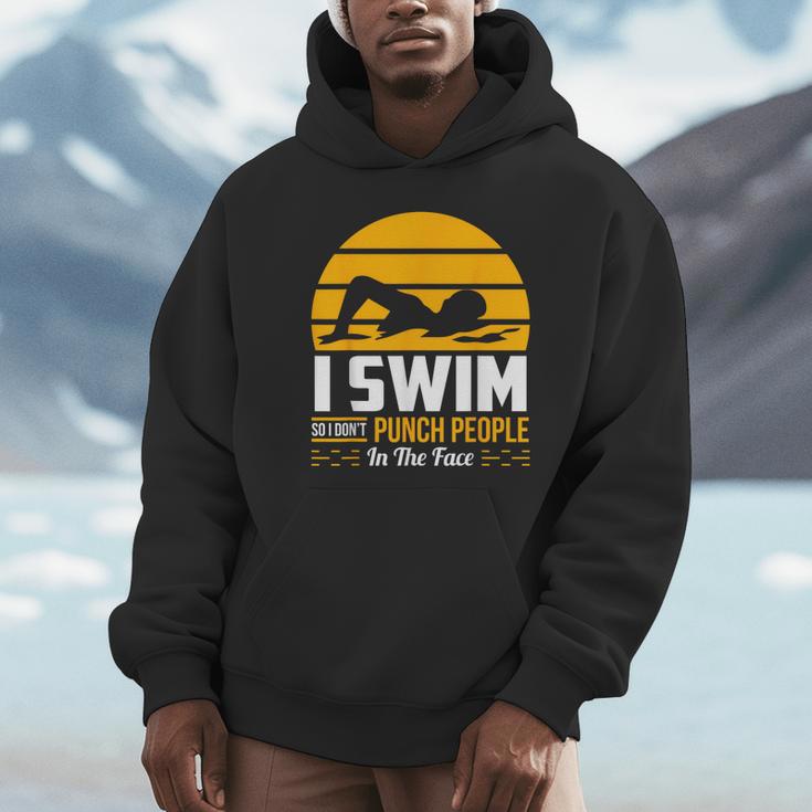 Swimming Swimmer Swim Team So I Don't Punch Unisex Hoodie