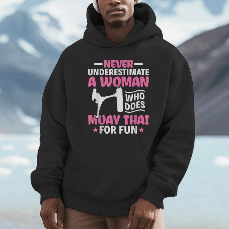 Never Underestimate A Woman Thai Boxing Muay Thai Fighter Unisex Hoodie Never Underestimate A Woman Thai Boxing Muay Thai Fighter Unisex Hoodie