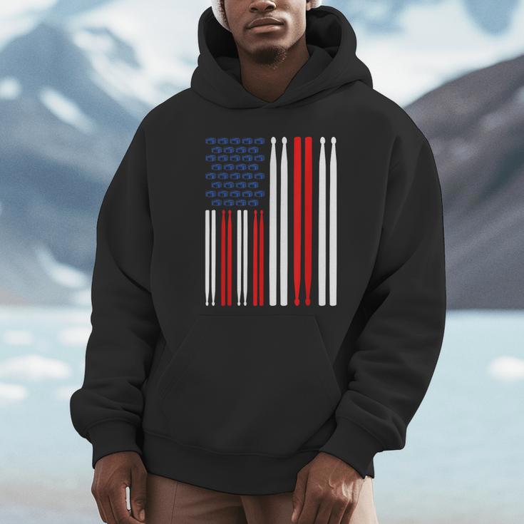 USA Flag Drummer Music Drum Kit Unisex Hoodie USA Flag Drummer Music Drum Kit Unisex Hoodie