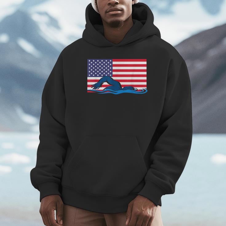 USA Flag Swimmer Swimming Sport Athlete Swim Swimming Unisex Hoodie USA Flag Swimmer Swimming Sport Athlete Swim Swimming Unisex Hoodie