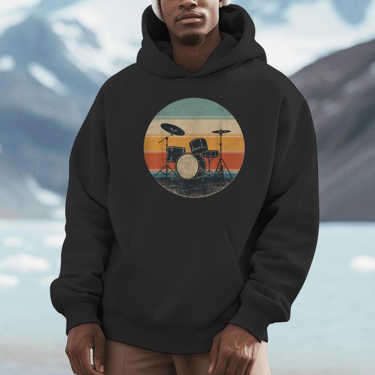 Vintage Drum Kit Silhouette Retro Music Unisex Hoodie Vintage Drum Kit Silhouette Retro Music Unisex Hoodie