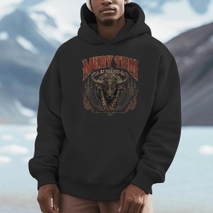 Vintage Muay Thai Trainer Thai Boxing Coach Art Buffalo Unisex Hoodie