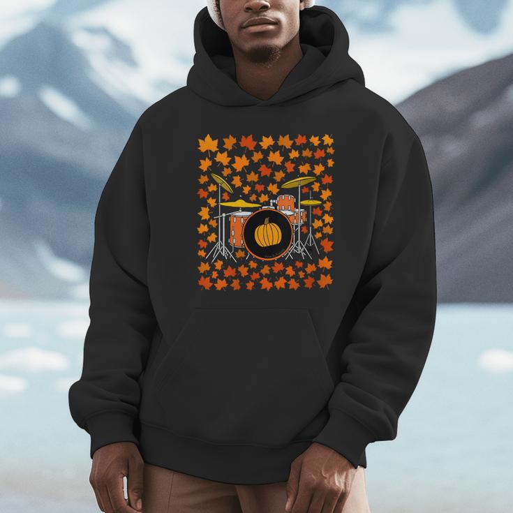 Women's Drum Kit With Leaves Fall Drummer Autumn Musician Unisex Hoodie Women's Drum Kit With Leaves Fall Drummer Autumn Musician Unisex Hoodie