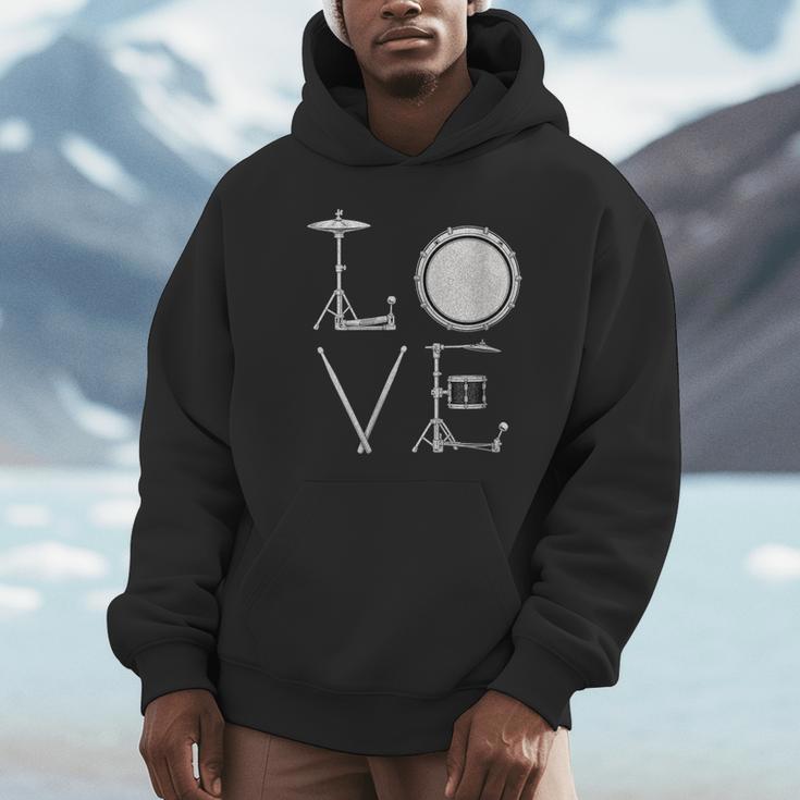 Women's Drum Kit Love Illustration For Music Enthusiasts Unisex Hoodie