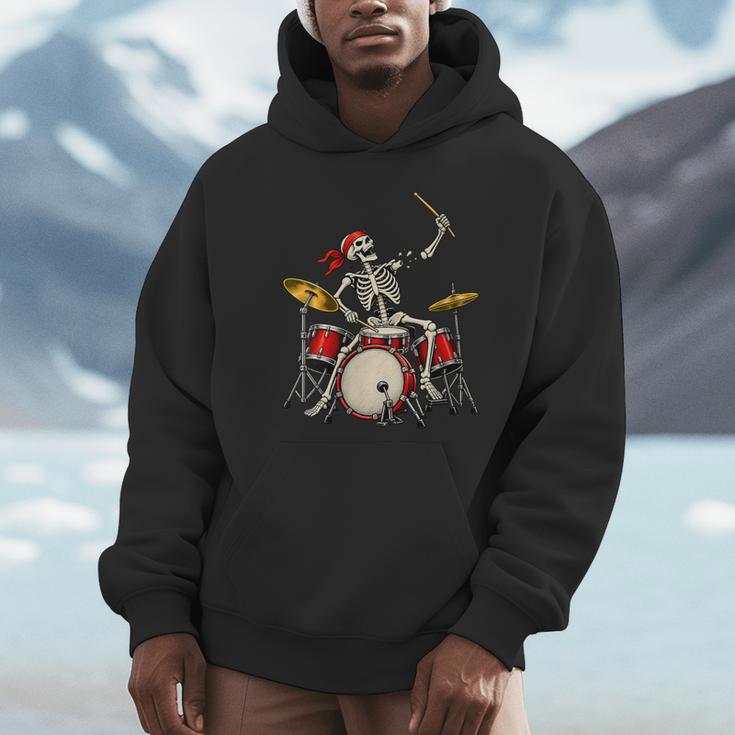Women's Skeleton Drummer Skull Drum Kit Halloween Unisex Hoodie Women's Skeleton Drummer Skull Drum Kit Halloween Unisex Hoodie