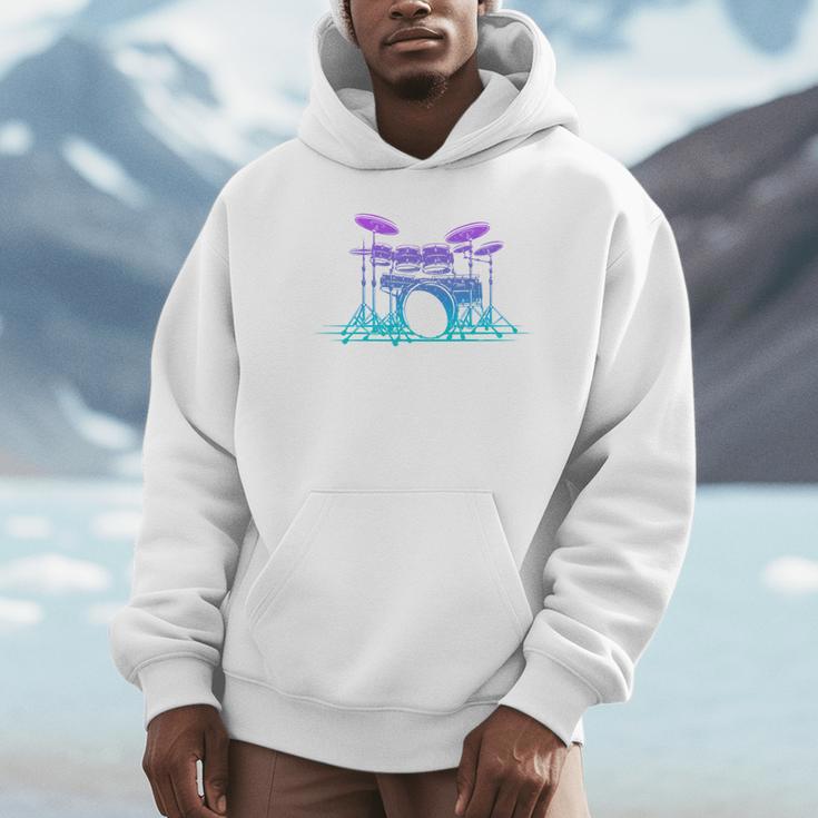 Drum Kit Set Drummer Pullover Unisex Hoodie