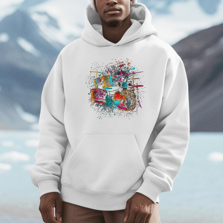 Drums Pop Art Drummer Drum Kit Unisex Hoodie Drums Pop Art Drummer Drum Kit Unisex Hoodie