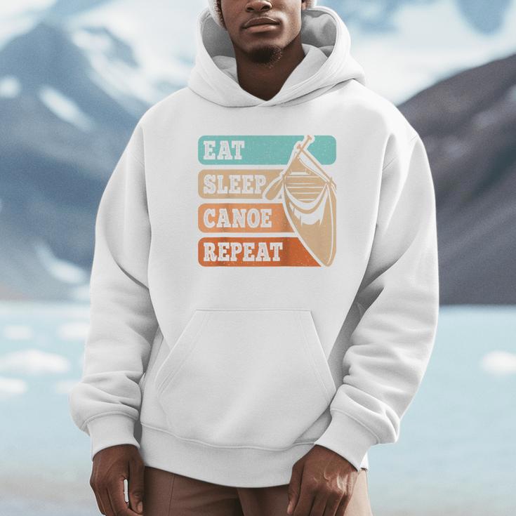 Eat Sleep Canoe Repeat Vintage Canoeing Canoeist Men Boys Raglan Baseball Tee Unisex Hoodie