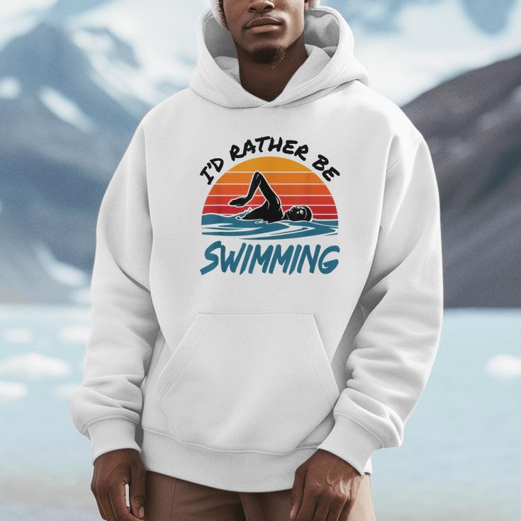 I'd Rather Be Swimming Retro Swim Swimmer Unisex Hoodie I'd Rather Be Swimming Retro Swim Swimmer Unisex Hoodie
