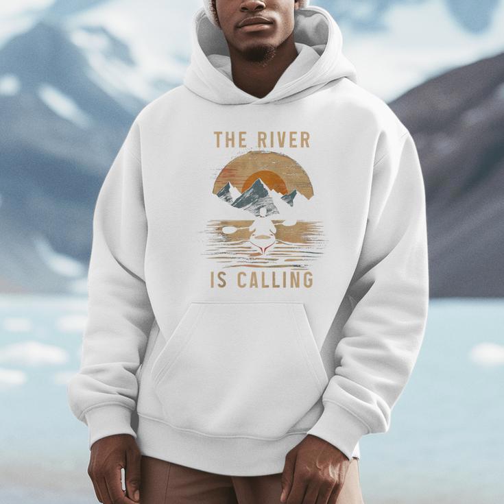 Kayak Kayak Vintage Mountains Canoe Kayak Raglan Baseball Tee Unisex Hoodie