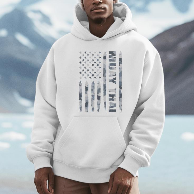 Muay Thai American Flag Camo Military Patriotic Unisex Hoodie