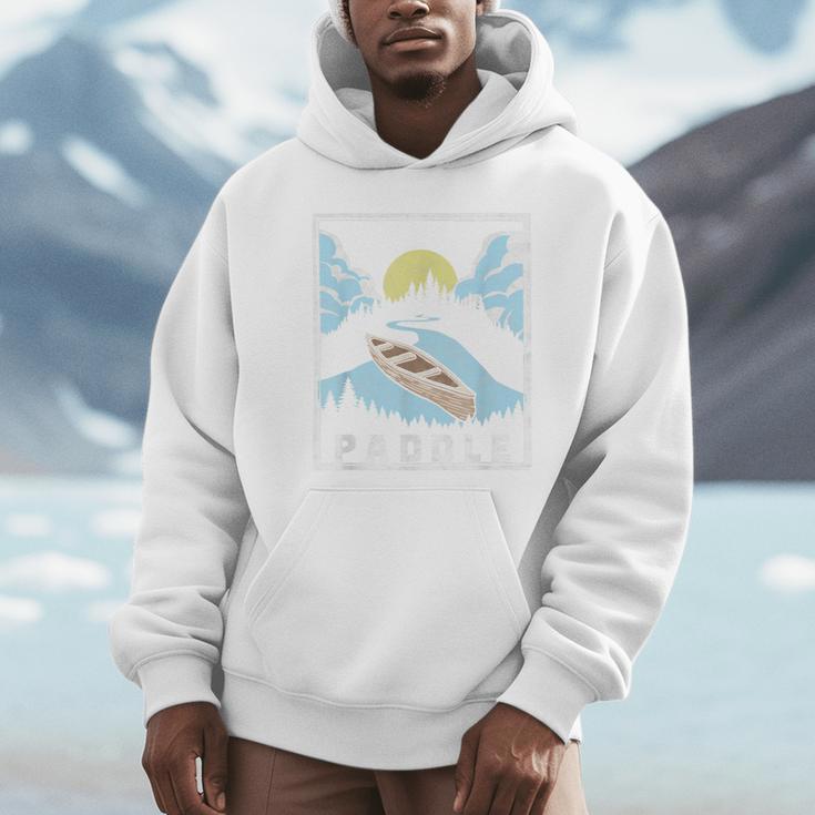 Paddle Retro Style Canoe & Outdoors Simple Canoeing Graphic Unisex Hoodie
