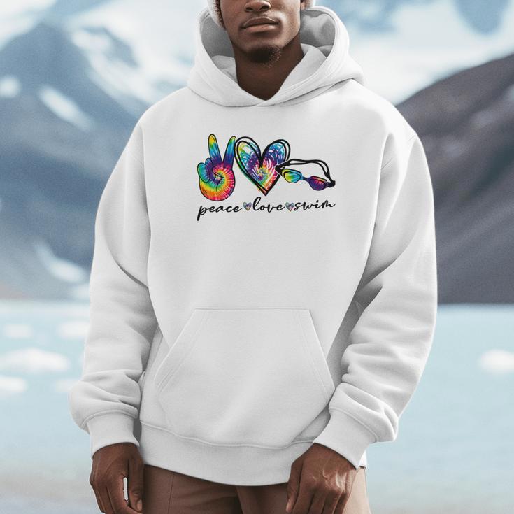 Peace Love Swim Tie Dye Swimmer Swimming Summer Trip Unisex Hoodie