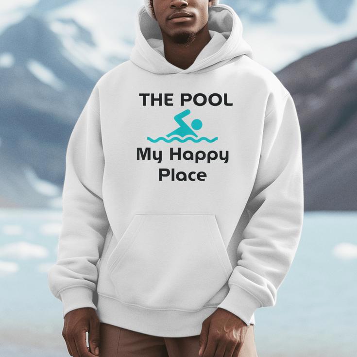 The Pool Is My Happy Place Swimming Quote Unisex Hoodie The Pool Is My Happy Place Swimming Quote Unisex Hoodie