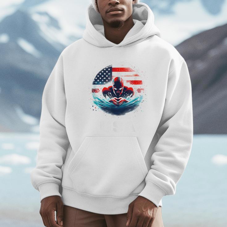 Swimming United States American Swimming Apparel Swimming Unisex Hoodie