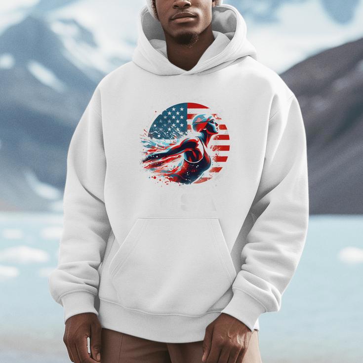 Swimming United States Apparel American Flag Swimming Unisex Hoodie Swimming United States Apparel American Flag Swimming Unisex Hoodie