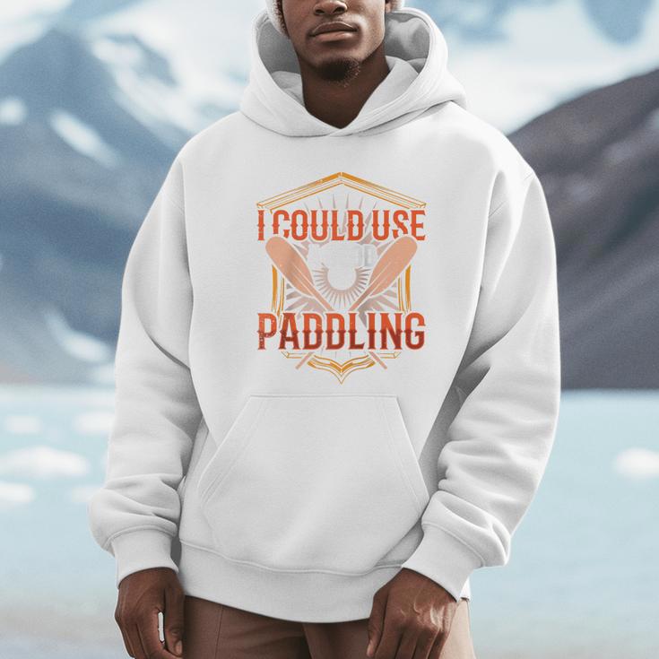 I Could Use A Good Paddling Canoe Canoeing Paddle Men Women Raglan Baseball Tee Unisex Hoodie