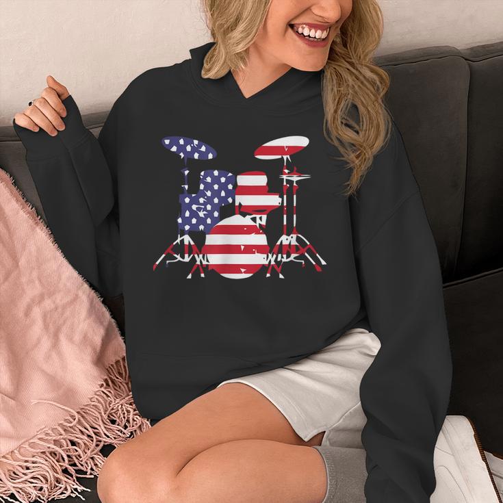 American Flag Drum Kit Patriotic US Drum Art Unisex Hoodie American Flag Drum Kit Patriotic US Drum Art Unisex Hoodie
