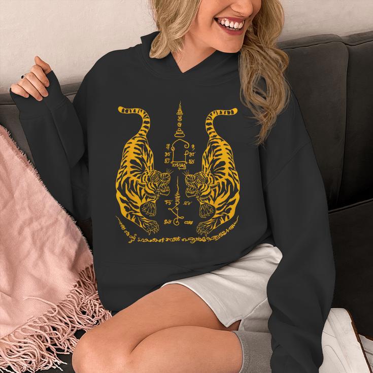 Awesome Orange Double Tiger Muay Thai Sak Yant Unisex Hoodie