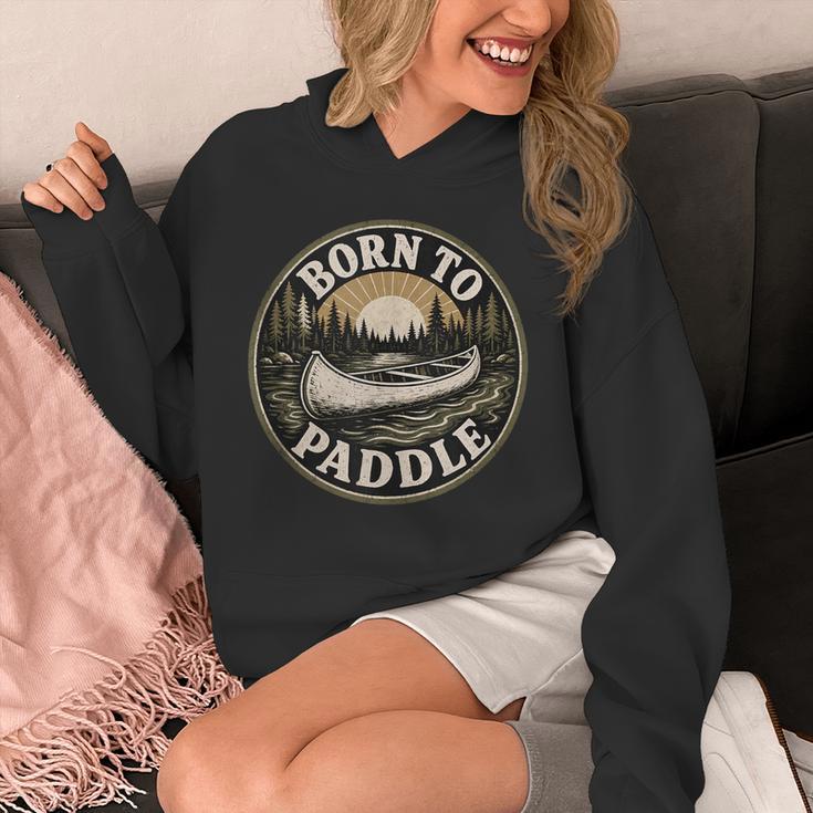 Born To Paddle Canoe Vintage Outdoor Adventure Unisex Hoodie