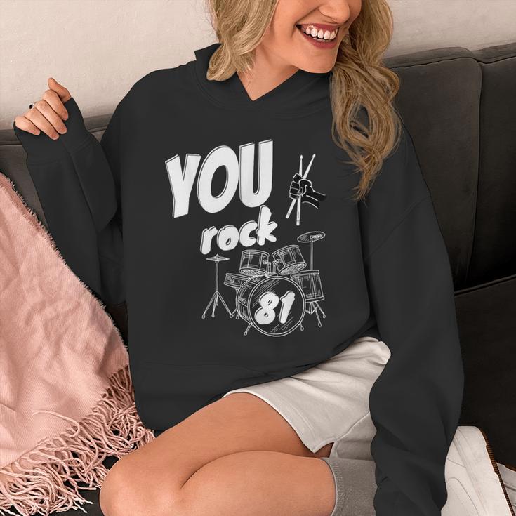 Drum Kit Drummer 81 Years 81st Birthday Men Women Unisex Hoodie