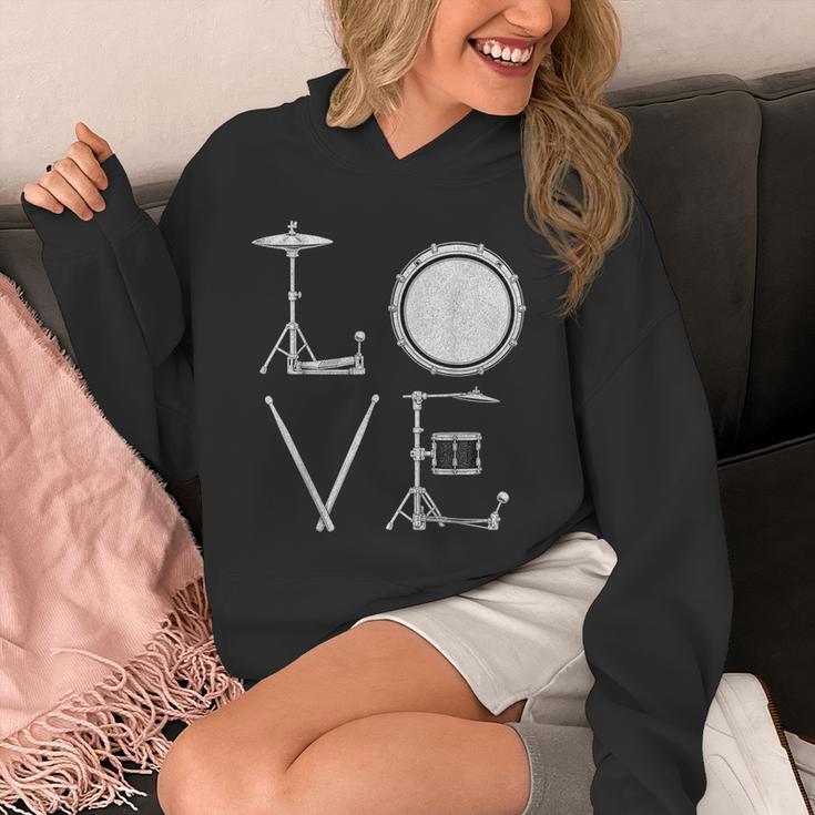 Drum Kit Love Illustration For Music Enthusiasts Unisex Hoodie Drum Kit Love Illustration For Music Enthusiasts Unisex Hoodie