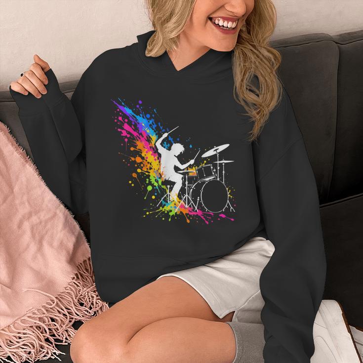 Drummer Silhouette Drum Kit Splatter Art Unisex Hoodie