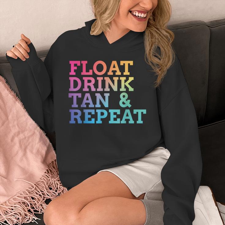 Float Drink Tan Repeat Summer Swimming Beach Pool Vacation Unisex Hoodie