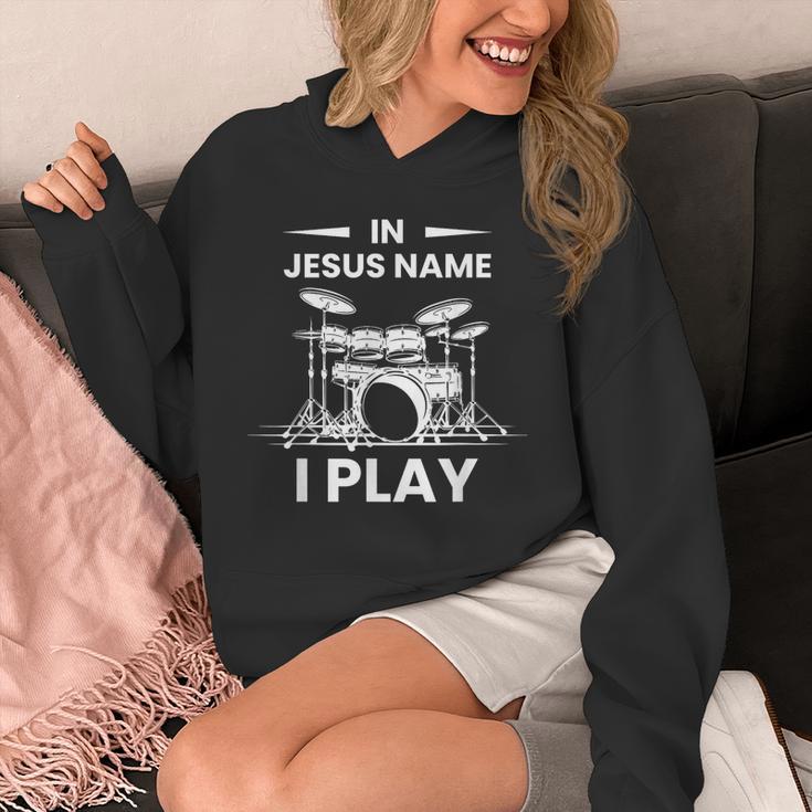 In Jesus Name I Play Drummer Drum Kit Unisex Hoodie