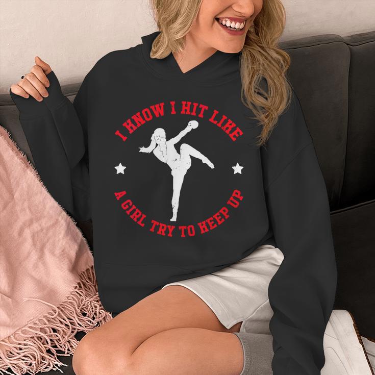 I Know I Hit Like A Girl Try To Keep Up Muay Thai Boxing Unisex Hoodie