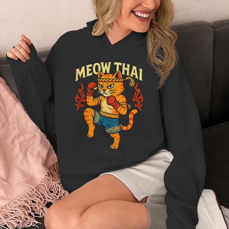 Meow Thai Muay Thai Cat Fighter Pun Dad Joke Unisex Hoodie