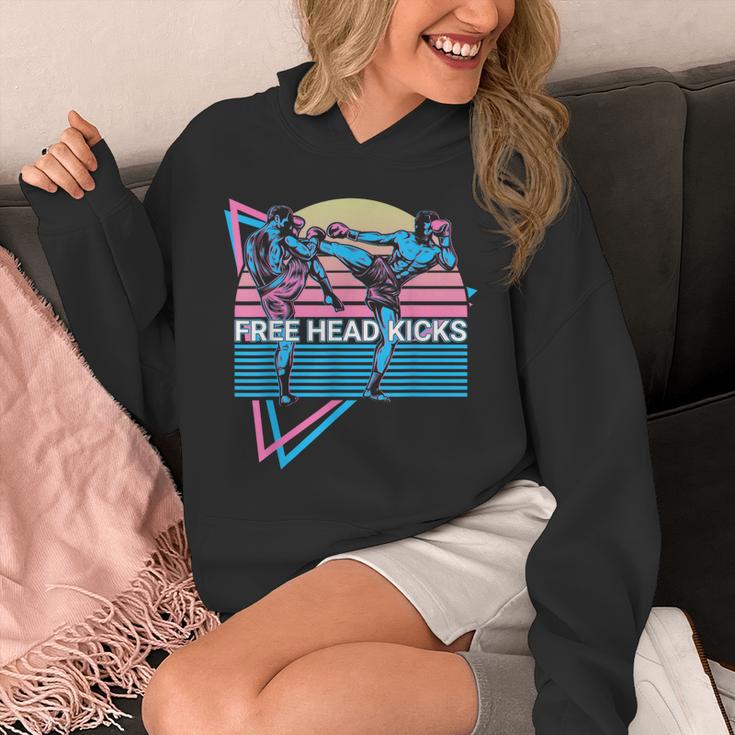 Muay Thai Kickboxing Retro Free Head Kicks Unisex Hoodie