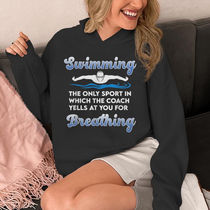Swim Team Swimming Coach Quote Swim Breathing Joke Unisex Hoodie